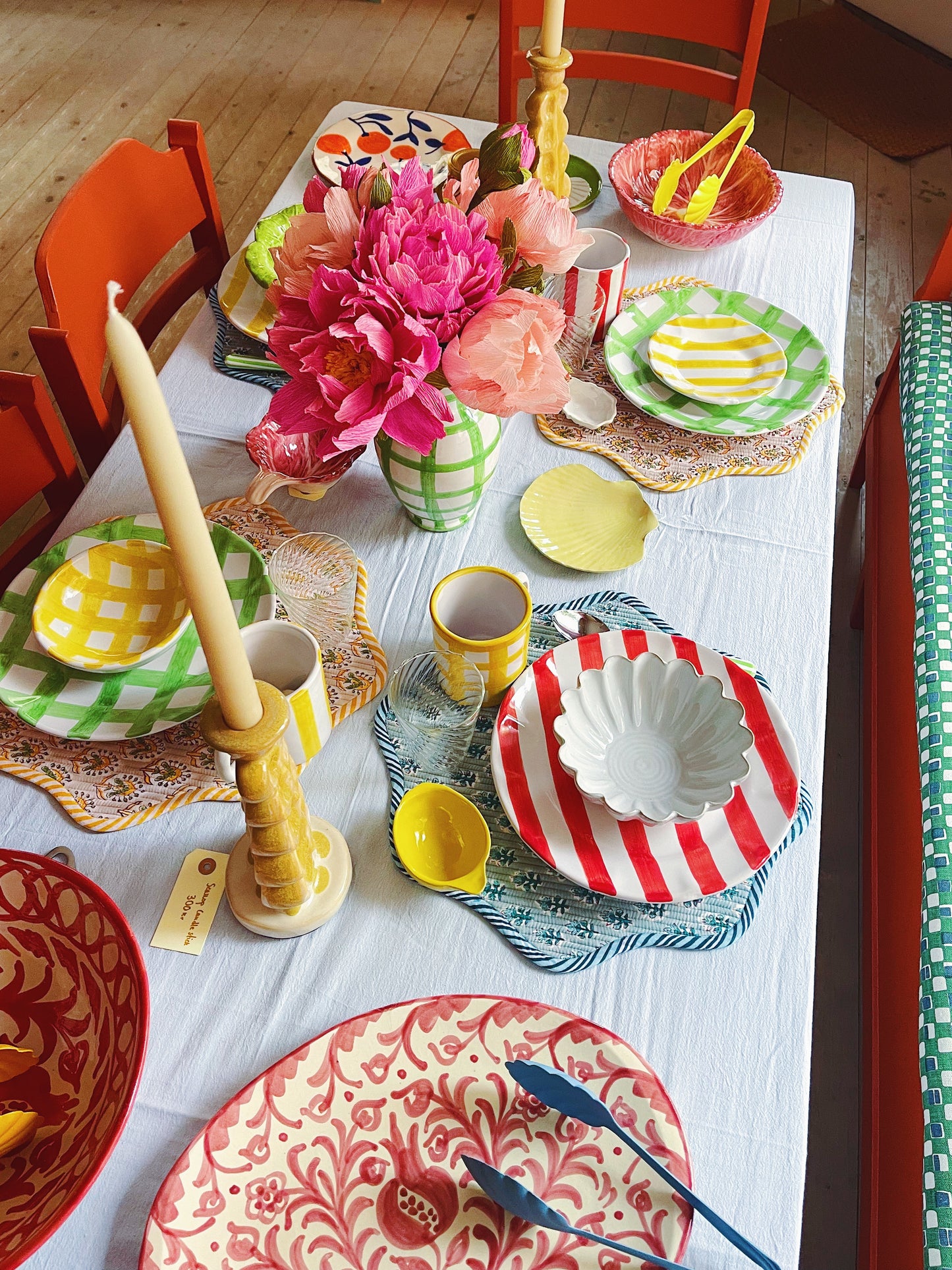 Bientôt Dinner Plate Green Checks 25cm